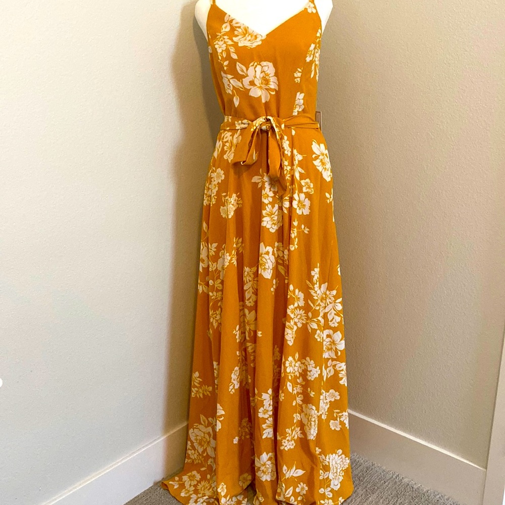 Premier Amour Yellow Floral Dress New and Size 12